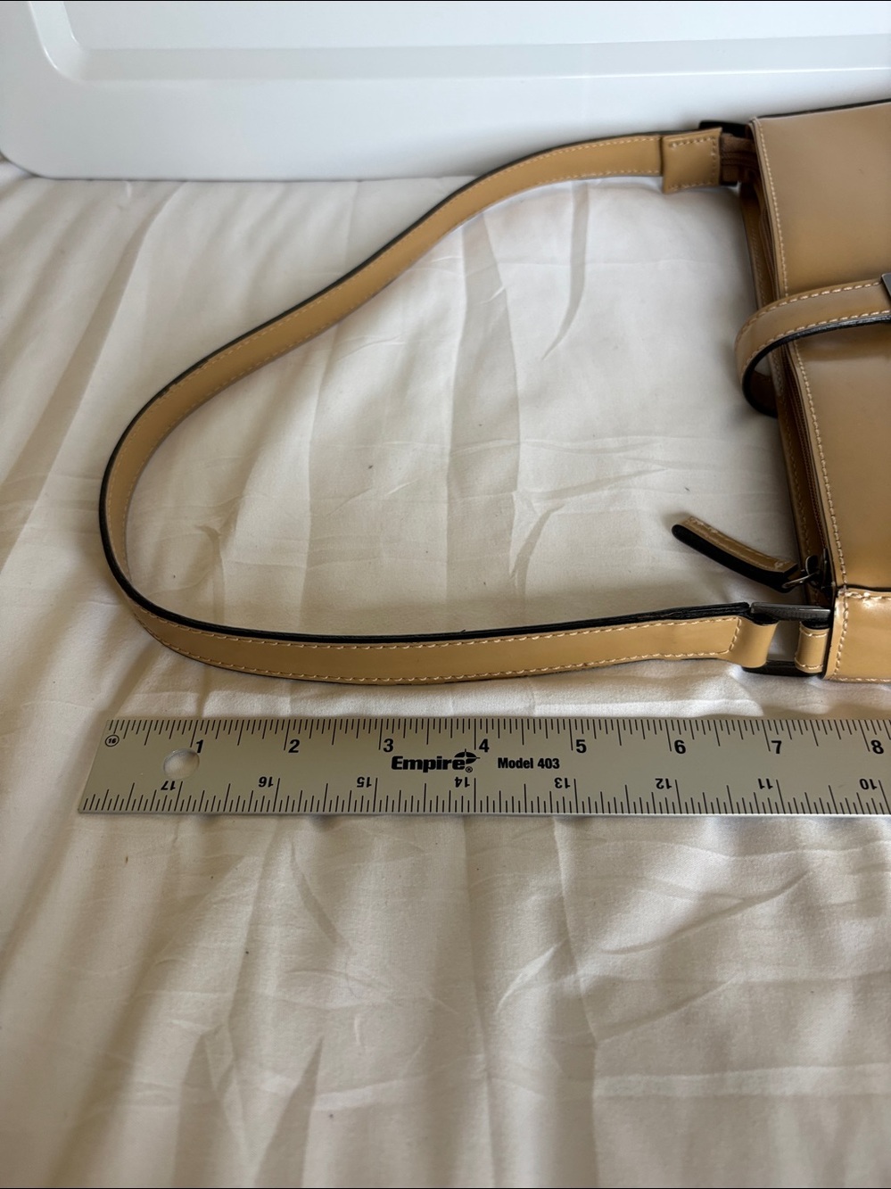 Guess Patent Leather Y2K Shoulder Bag Tan - Picture 12 of 13